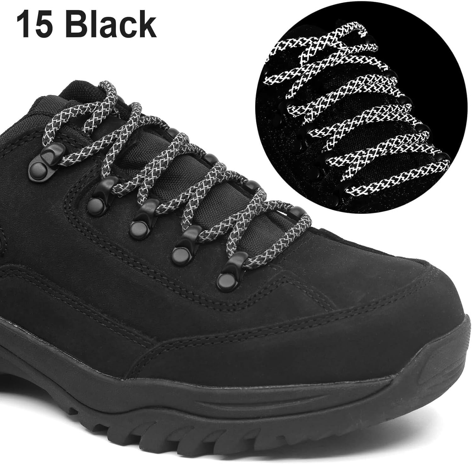 2 Pairs 4/25" Thick Round Relective Shoe Laces Saety Highlight Rope V1259-DP01-E-503