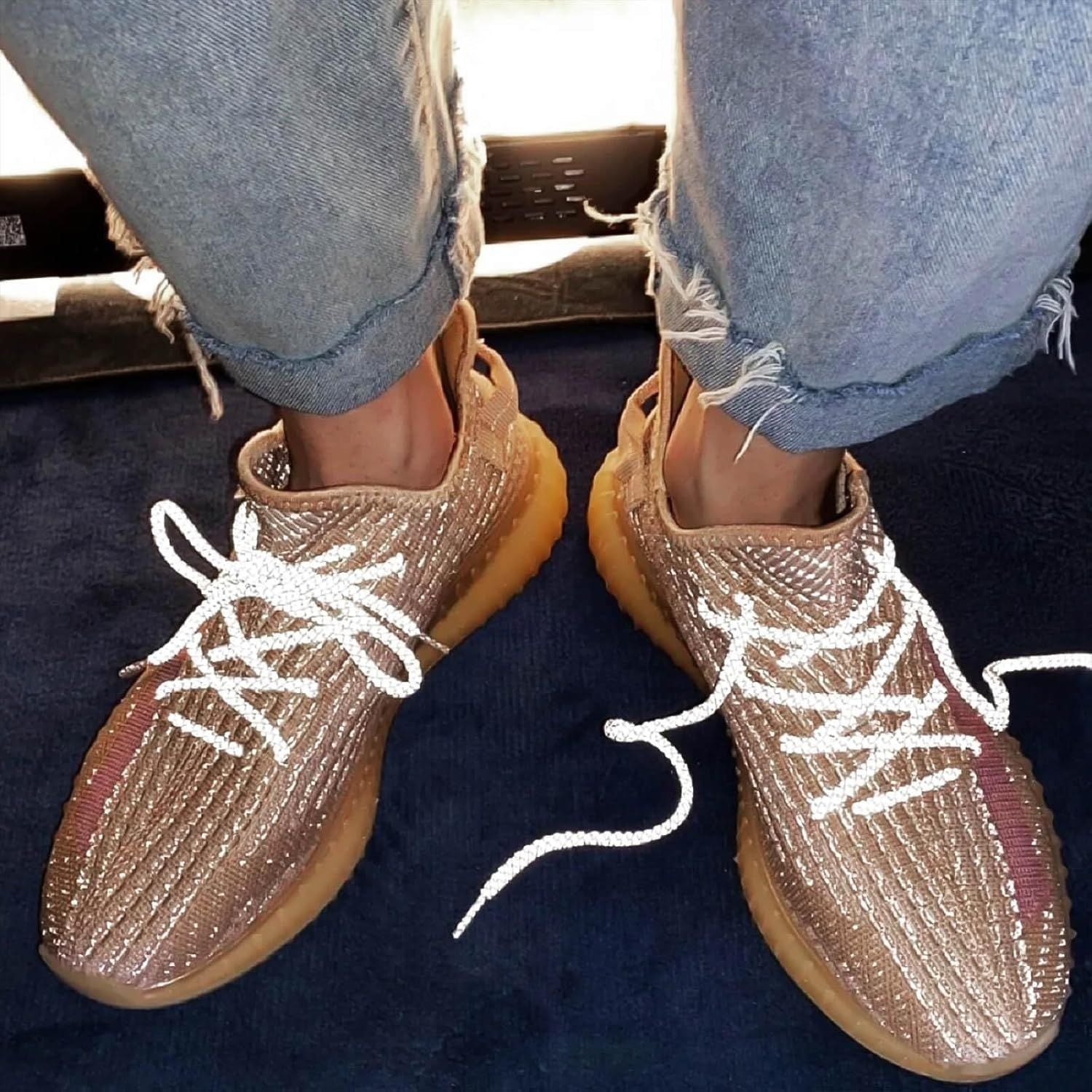 2 Pairs 4/25" Thick Round Relective Shoe Laces Saety Highlight Rope V1259-DP01-E-503