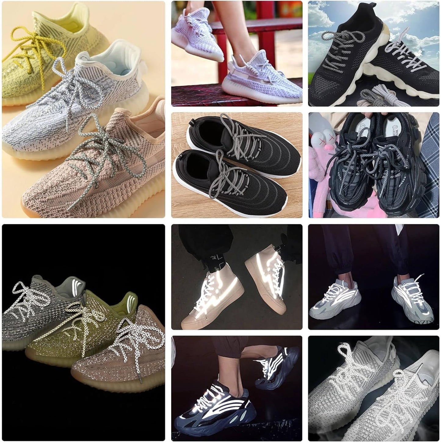 2 Pairs 4/25" Thick Round Relective Shoe Laces Saety Highlight Rope V1259-DP01-E-503
