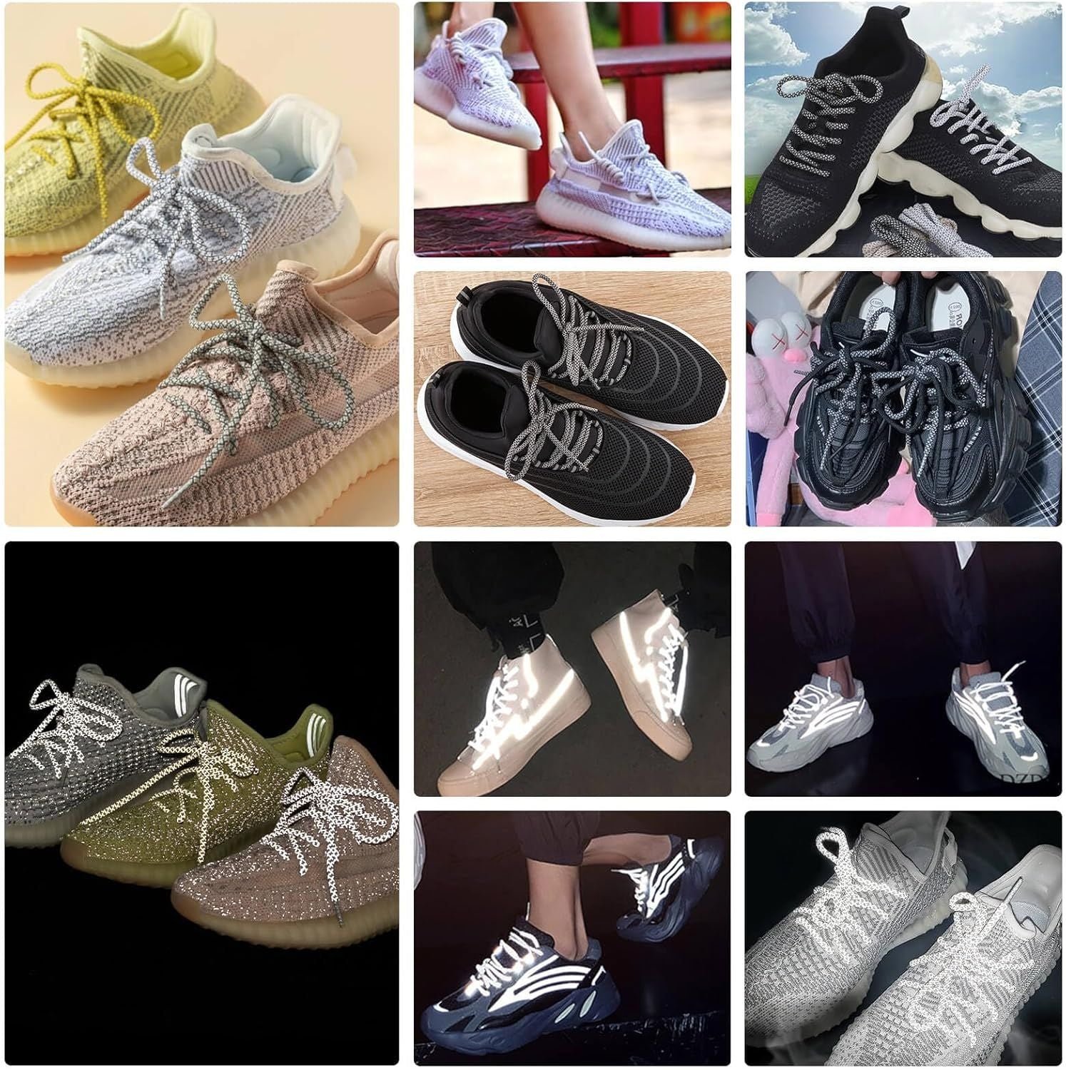 2 Pairs 4/25" Thick Round Relective Shoe Laces Saety Highlight Rope V1259-DP01-E-503