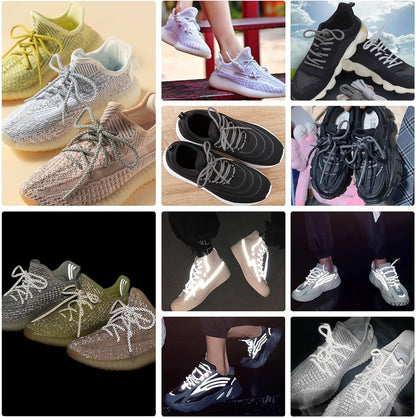 2 Pairs 4/25" Thick Round Relective Shoe Laces Saety Highlight Rope V1259-DP01-E-503