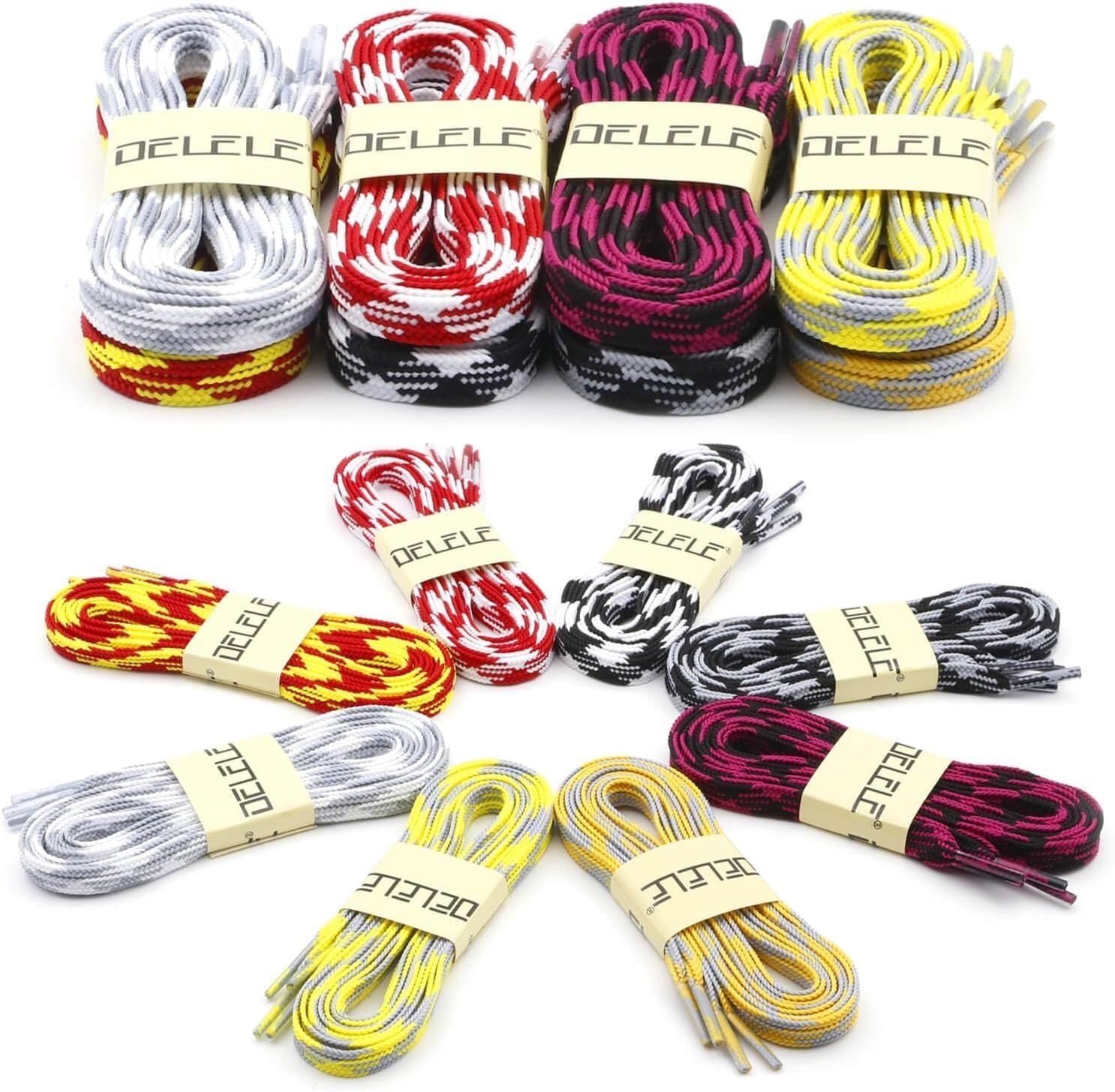 lat Colored Shoelaces or Sneakers: Thin Argyle Shoe Laces 2 Pair V1259-DP01-E-505