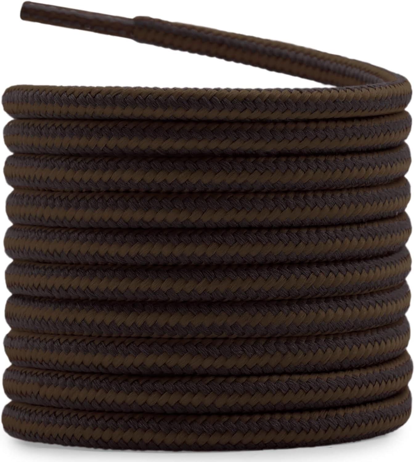 2 Pair Round Boot Laces Outdoor Hiking Walking Shoelaces Dual Coloured Striped Shoe Lace Work Shoe Strings V1259-DP01-E-507