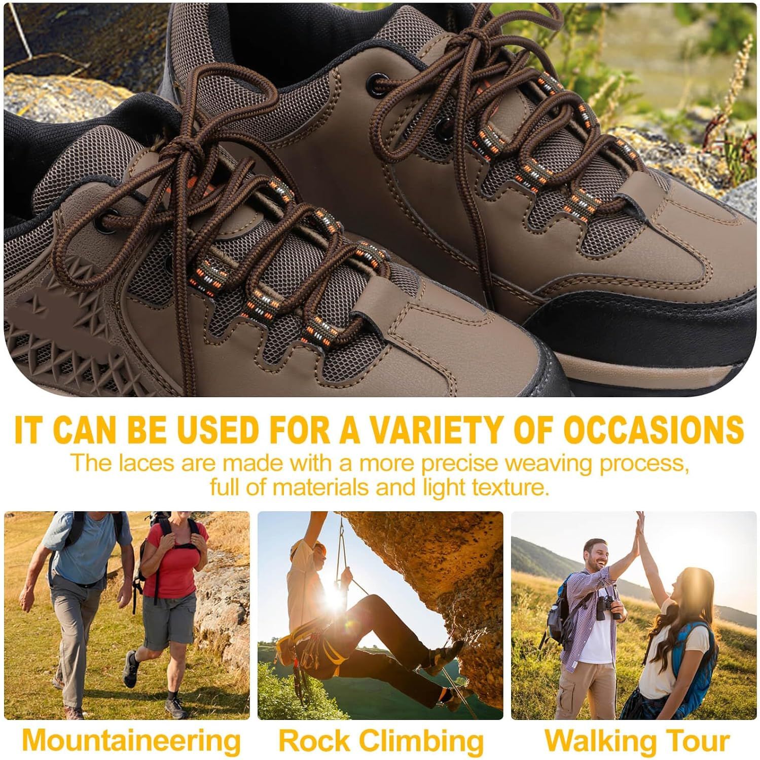 2 Pair Round Boot Laces Outdoor Hiking Walking Shoelaces Dual Coloured Striped Shoe Lace Work Shoe Strings V1259-DP01-E-507