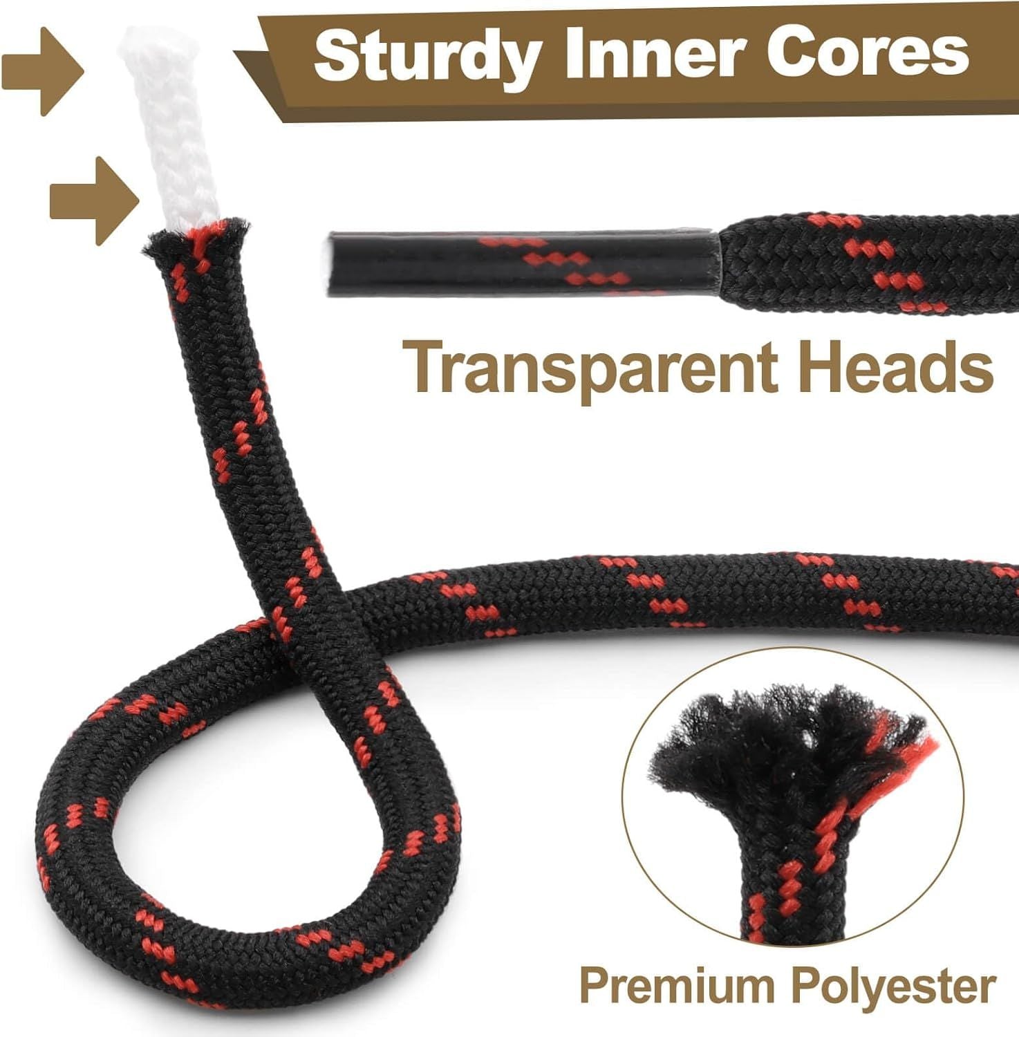 Round Work Boot Laces: Heavy Duty Hiking Shoe Laces or Boots 2 Pair V1259-DP01-E-508