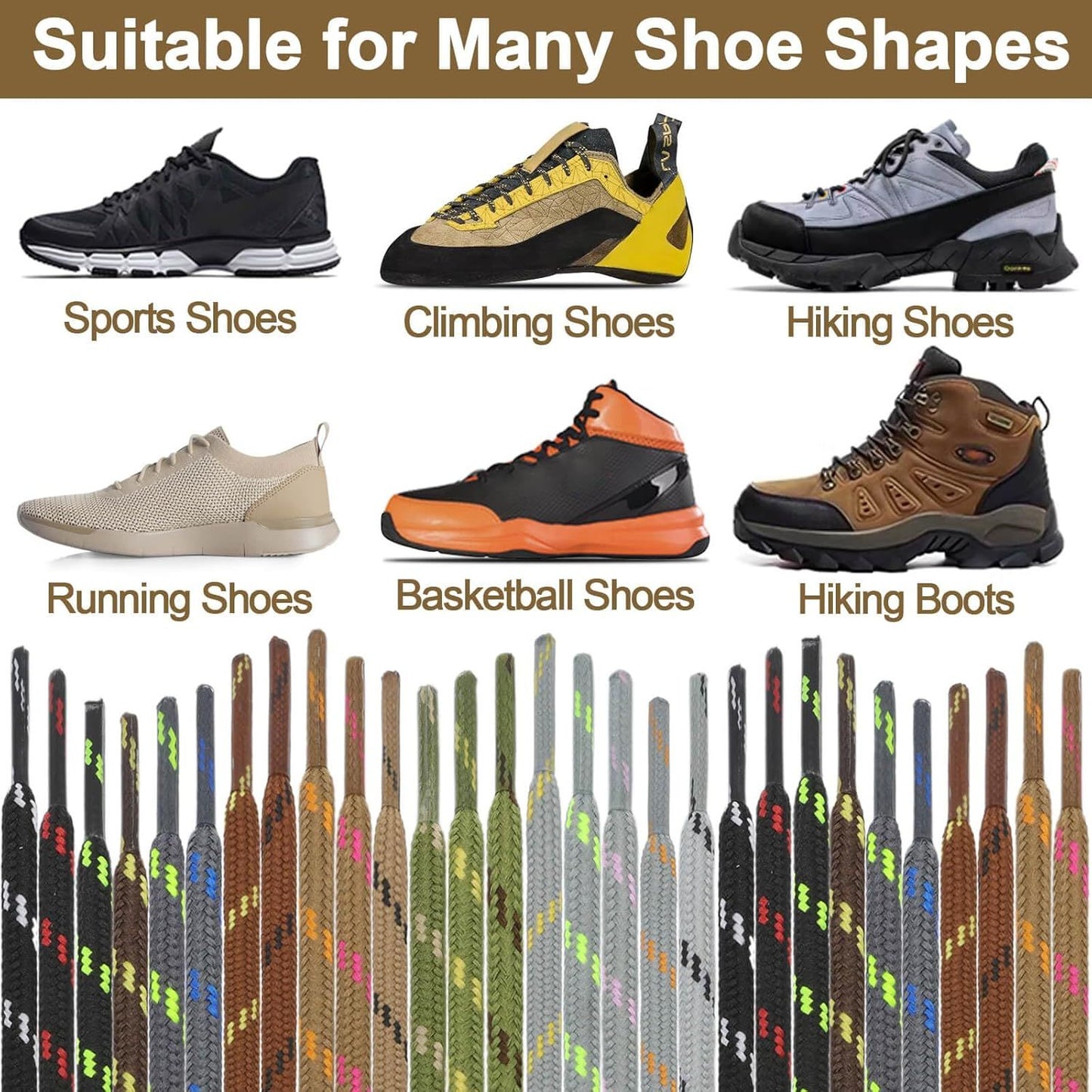 Round Work Boot Laces: Heavy Duty Hiking Shoe Laces or Boots 2 Pair V1259-DP01-E-508