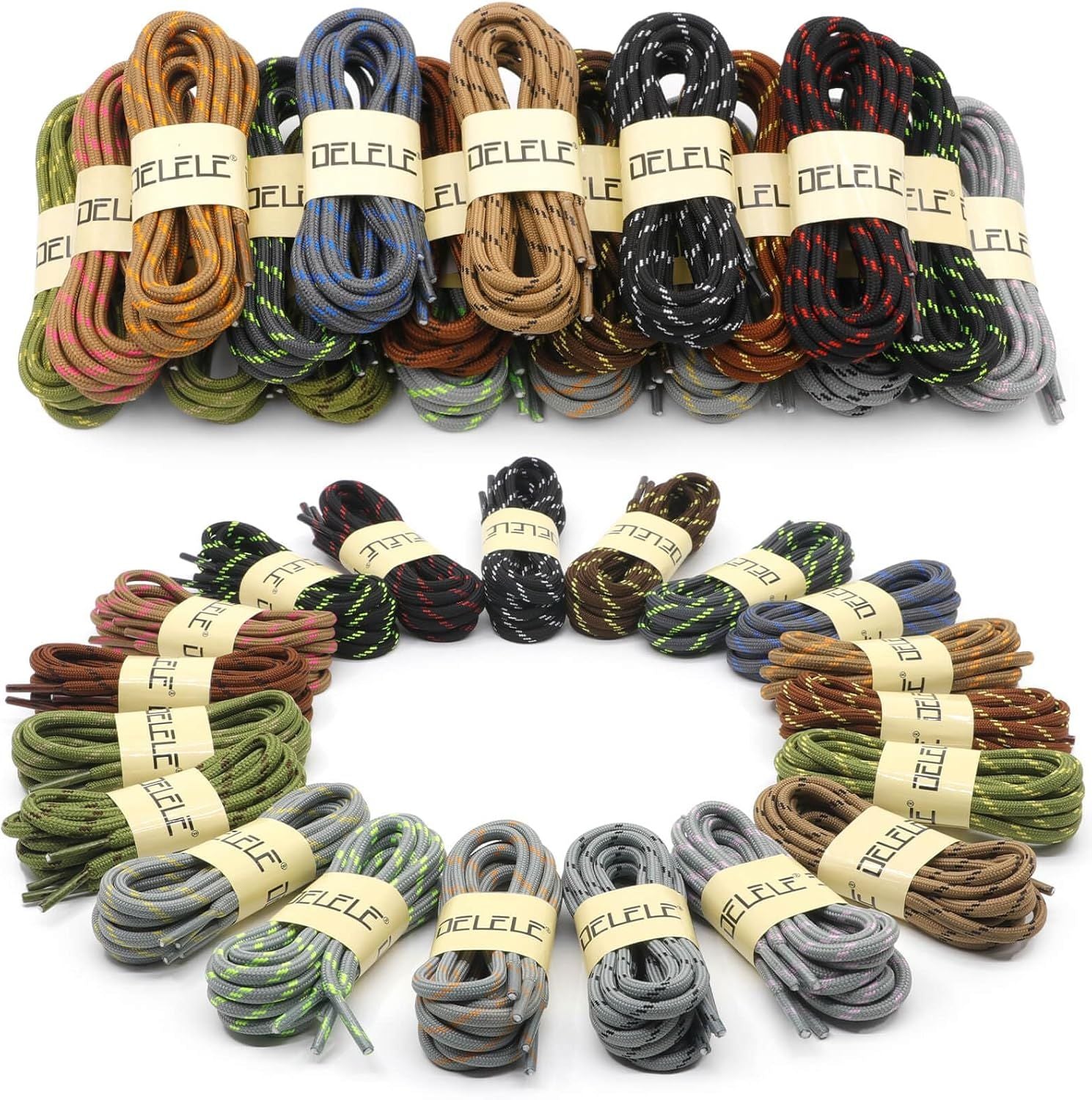 Round Work Boot Laces: Heavy Duty Hiking Shoe Laces or Boots 2 Pair V1259-DP01-E-508
