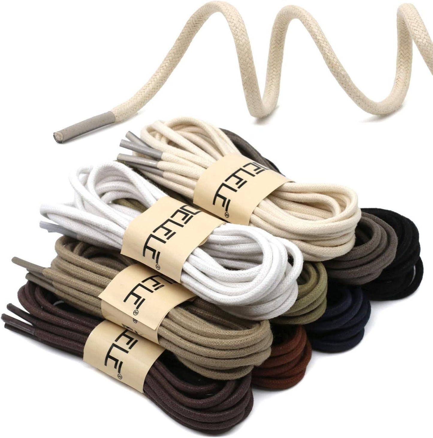 2 Pair Round Waxed Oxord Shoe Laces or Dress Shoes and Boots V1259-DP01-E-509