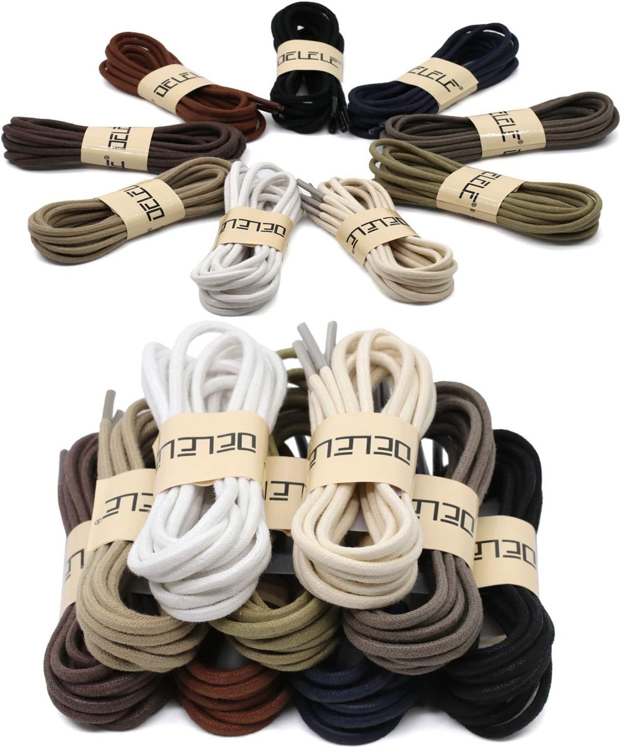 2 Pair Round Waxed Oxord Shoe Laces or Dress Shoes and Boots V1259-DP01-E-509