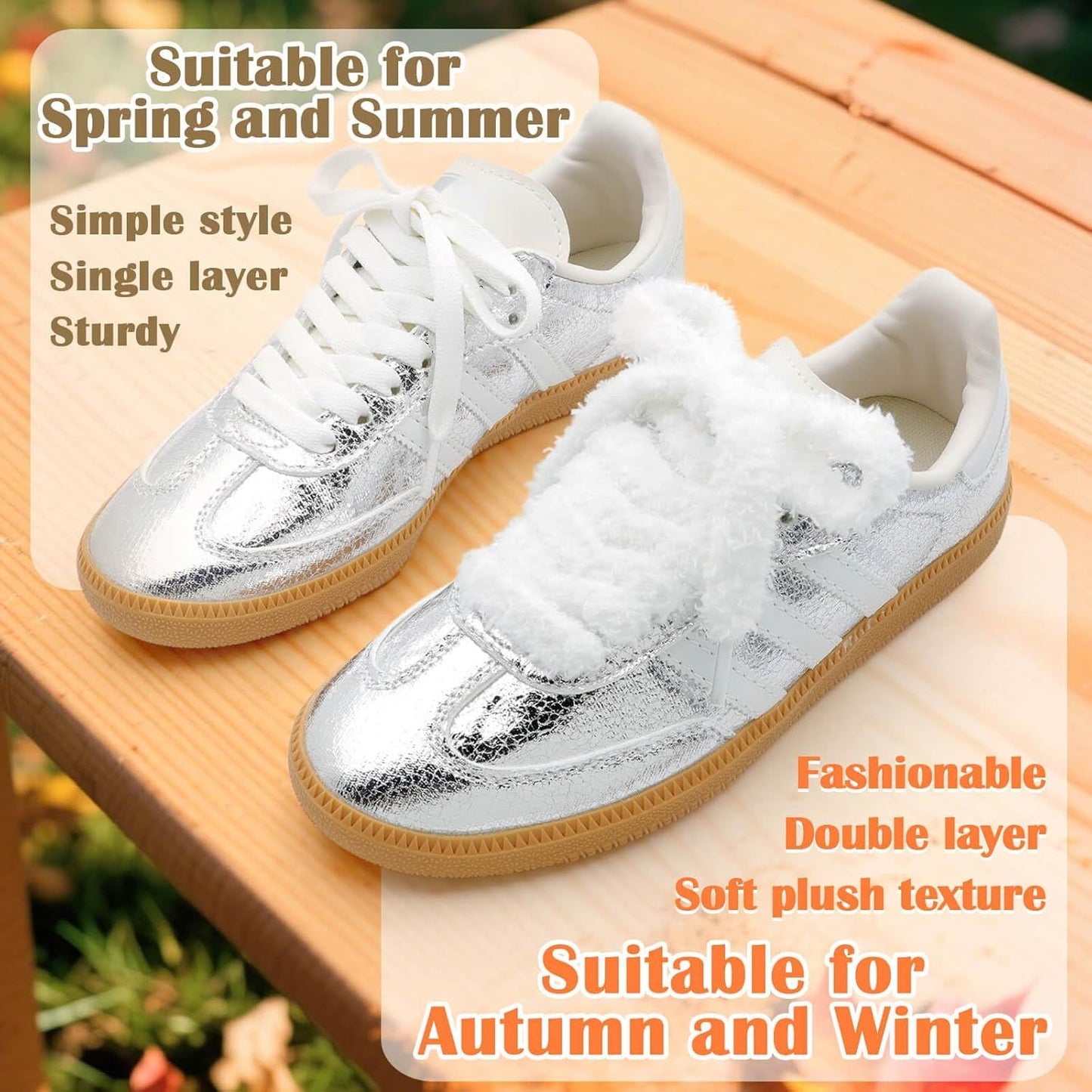 Sot lat uzzy Shoelaces: Wide Thick urry Shoe Laces or Sneakers 1 Pair V1259-DP01-E-510