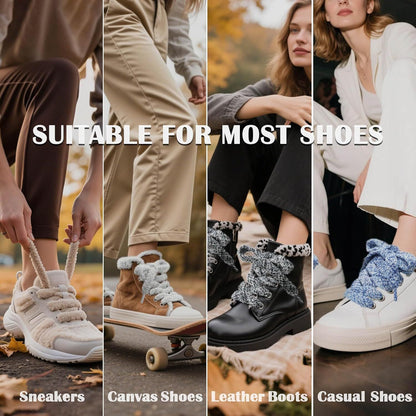 Sot lat uzzy Shoelaces: Wide Thick urry Shoe Laces or Sneakers 1 Pair V1259-DP01-E-510