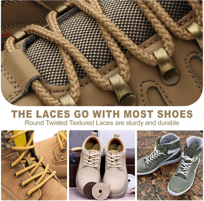 Round Braided Hiking Shoelaces: Work Climbing Shoe Laces or Boot 2 Pair V1259-DP01-E-511