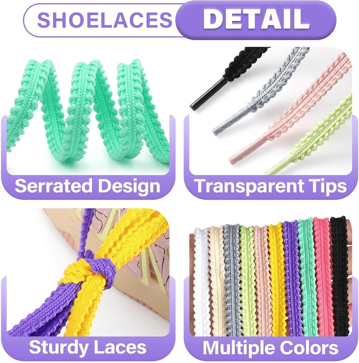 Thick lat Shoe Laces: Replacement Athletic Shoelaces or Sneakers(2Pair) V1259-DP01-E-512