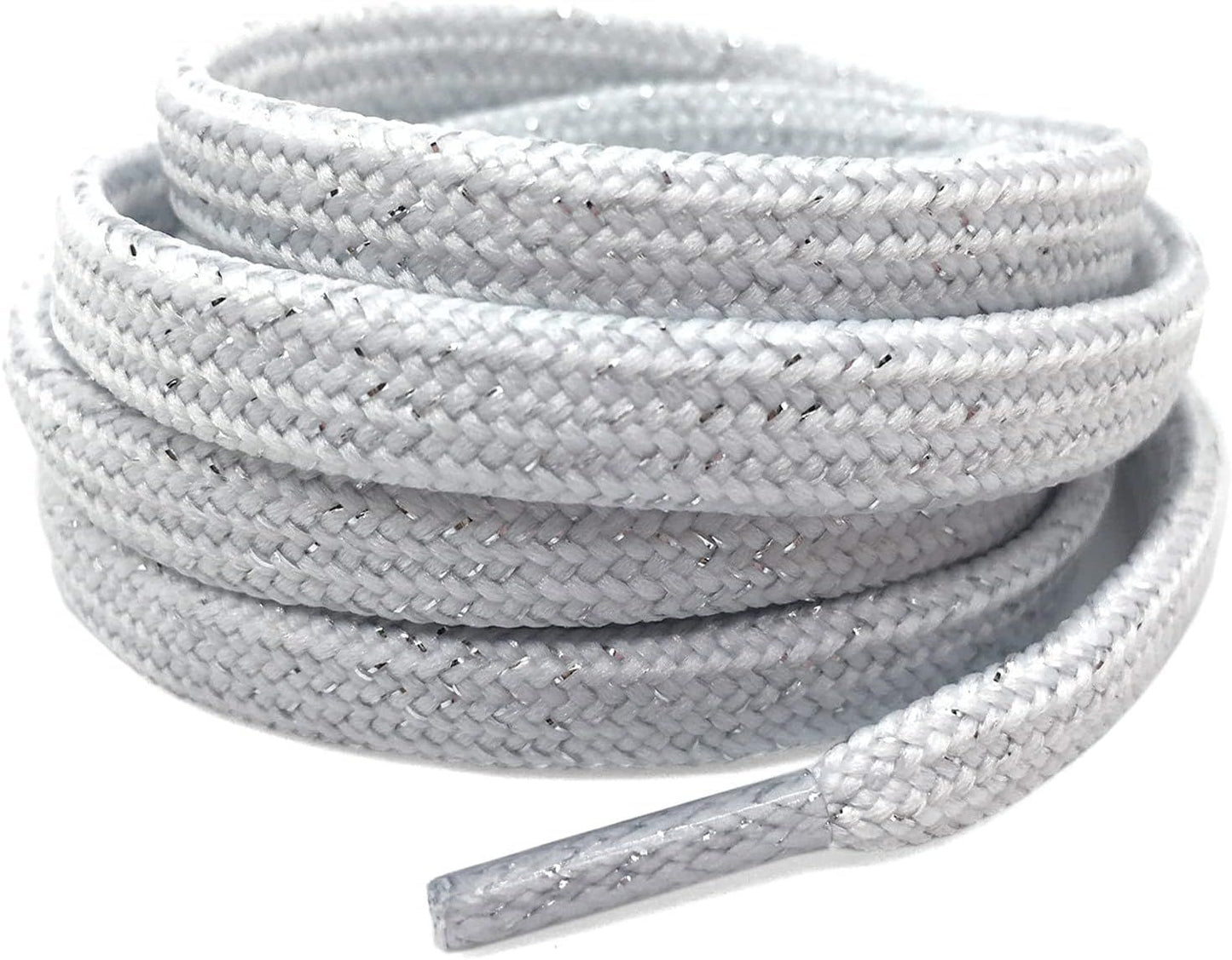 Thick lat Shoelaces Gold Silver Silk Tightly Woven Shoe Laces 2 Pair V1259-DP01-E-513