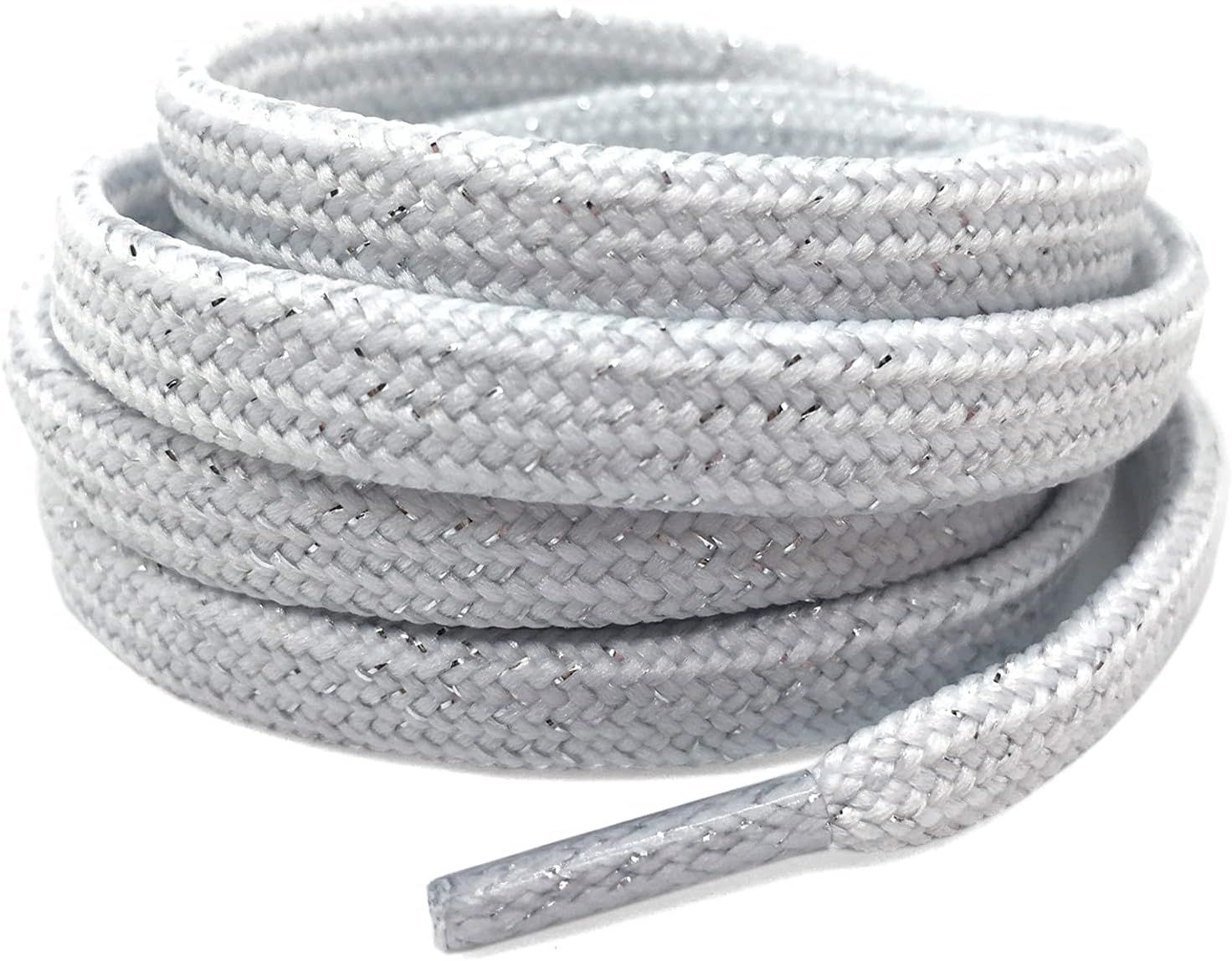 Thick lat Shoelaces Gold Silver Silk Tightly Woven Shoe Laces 2 Pair V1259-DP01-E-513