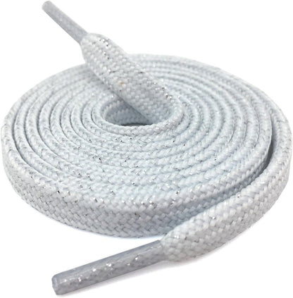 Thick lat Shoelaces Gold Silver Silk Tightly Woven Shoe Laces 2 Pair V1259-DP01-E-513