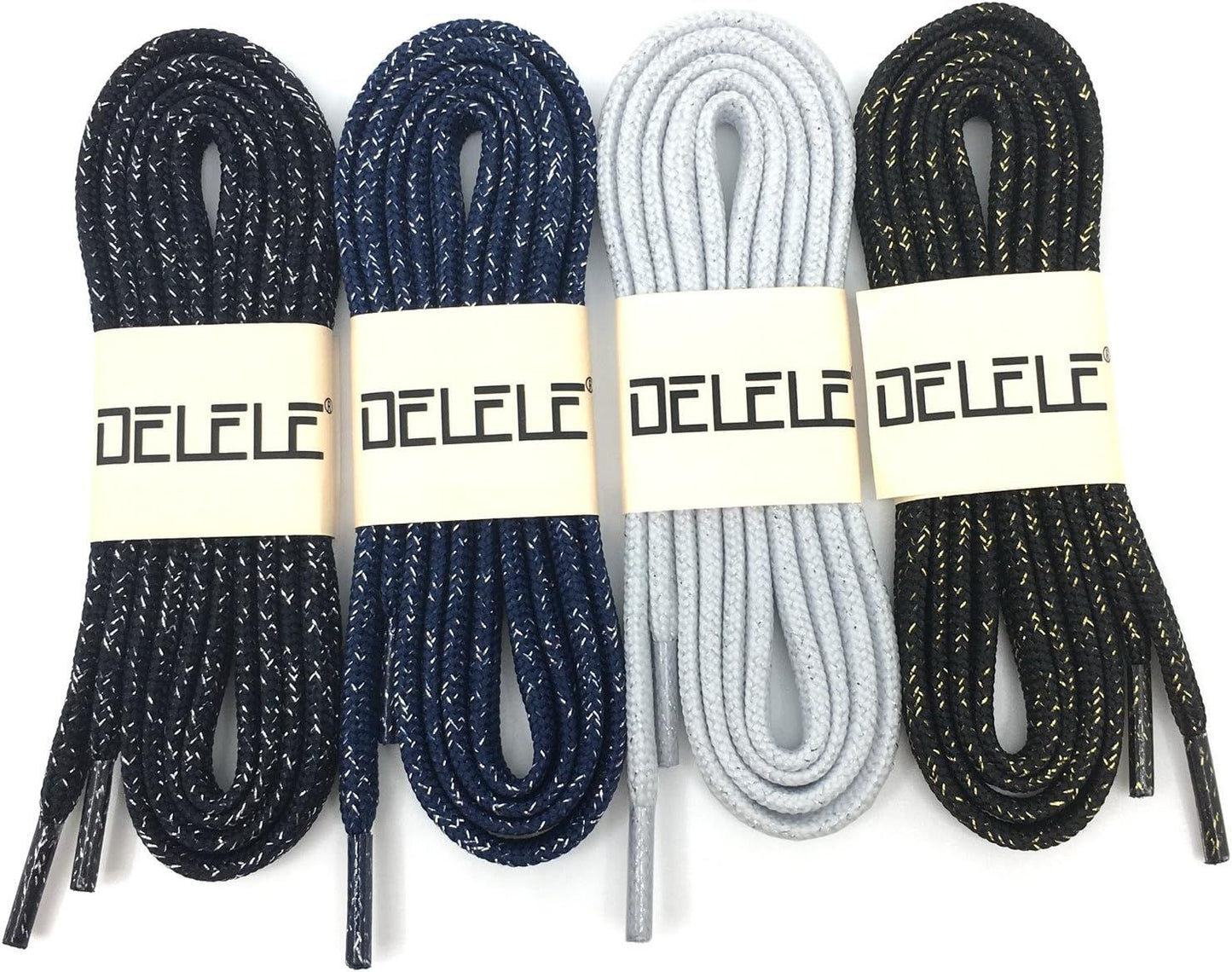 Thick lat Shoelaces Gold Silver Silk Tightly Woven Shoe Laces 2 Pair V1259-DP01-E-513