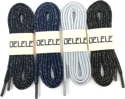 Thick lat Shoelaces Gold Silver Silk Tightly Woven Shoe Laces 2 Pair V1259-DP01-E-513