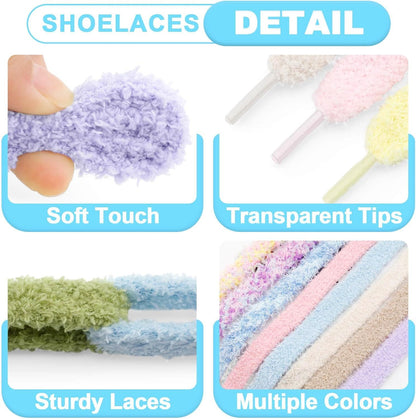 Thick uzzy Shoe Laces: Chunky Plush lat Shoelaces or Sneakers - 1 Pair V1259-DP01-E-514