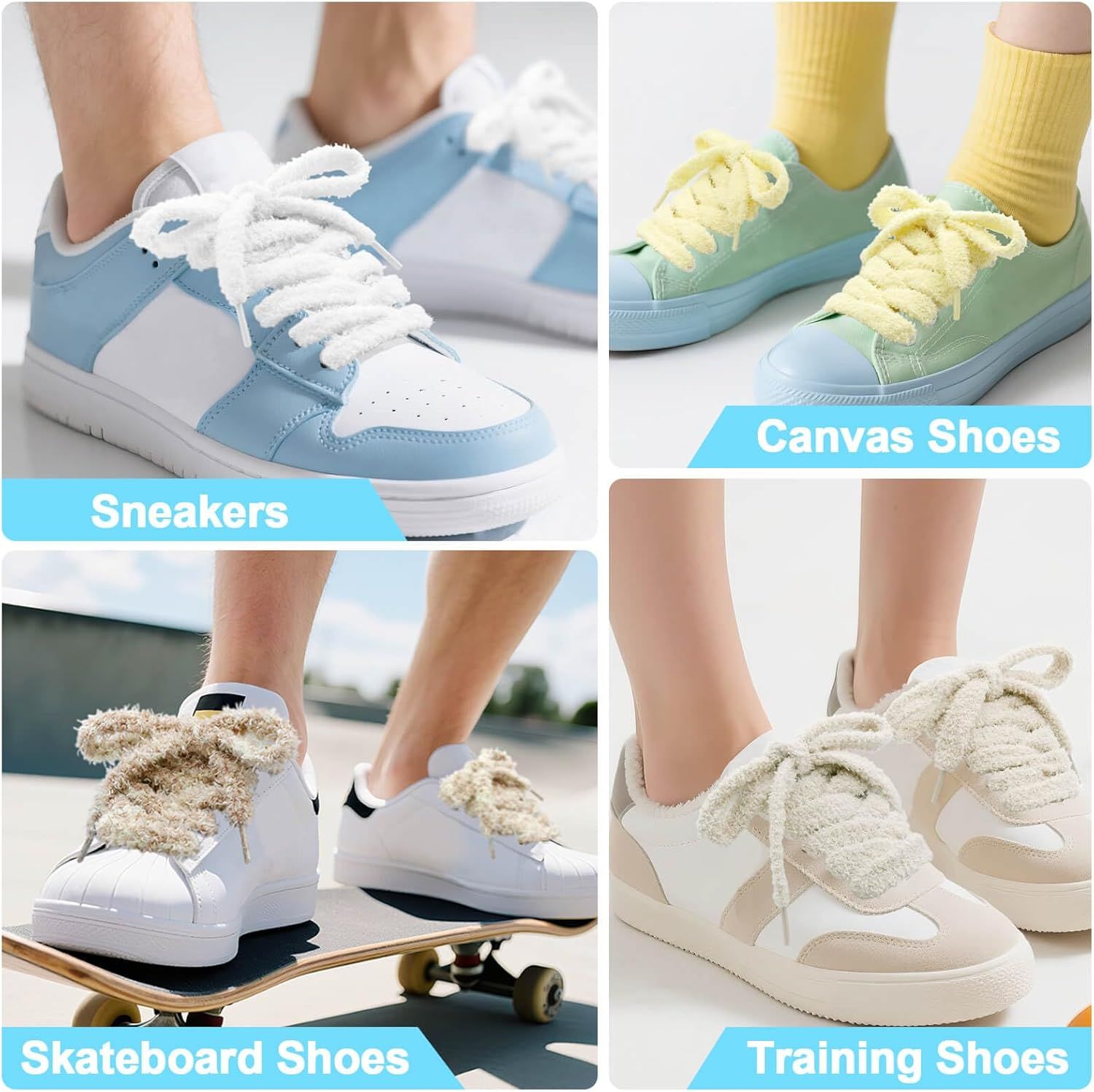 Thick uzzy Shoe Laces: Chunky Plush lat Shoelaces or Sneakers - 1 Pair V1259-DP01-E-514