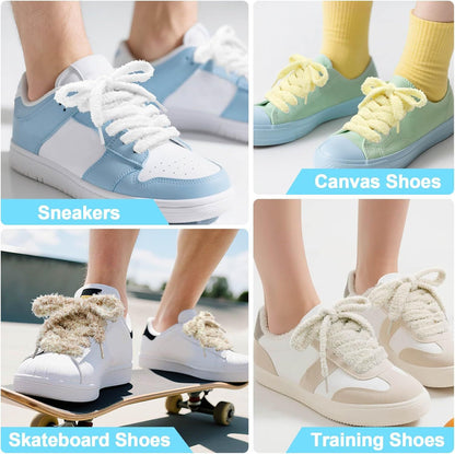 Thick uzzy Shoe Laces: Chunky Plush lat Shoelaces or Sneakers - 1 Pair V1259-DP01-E-514