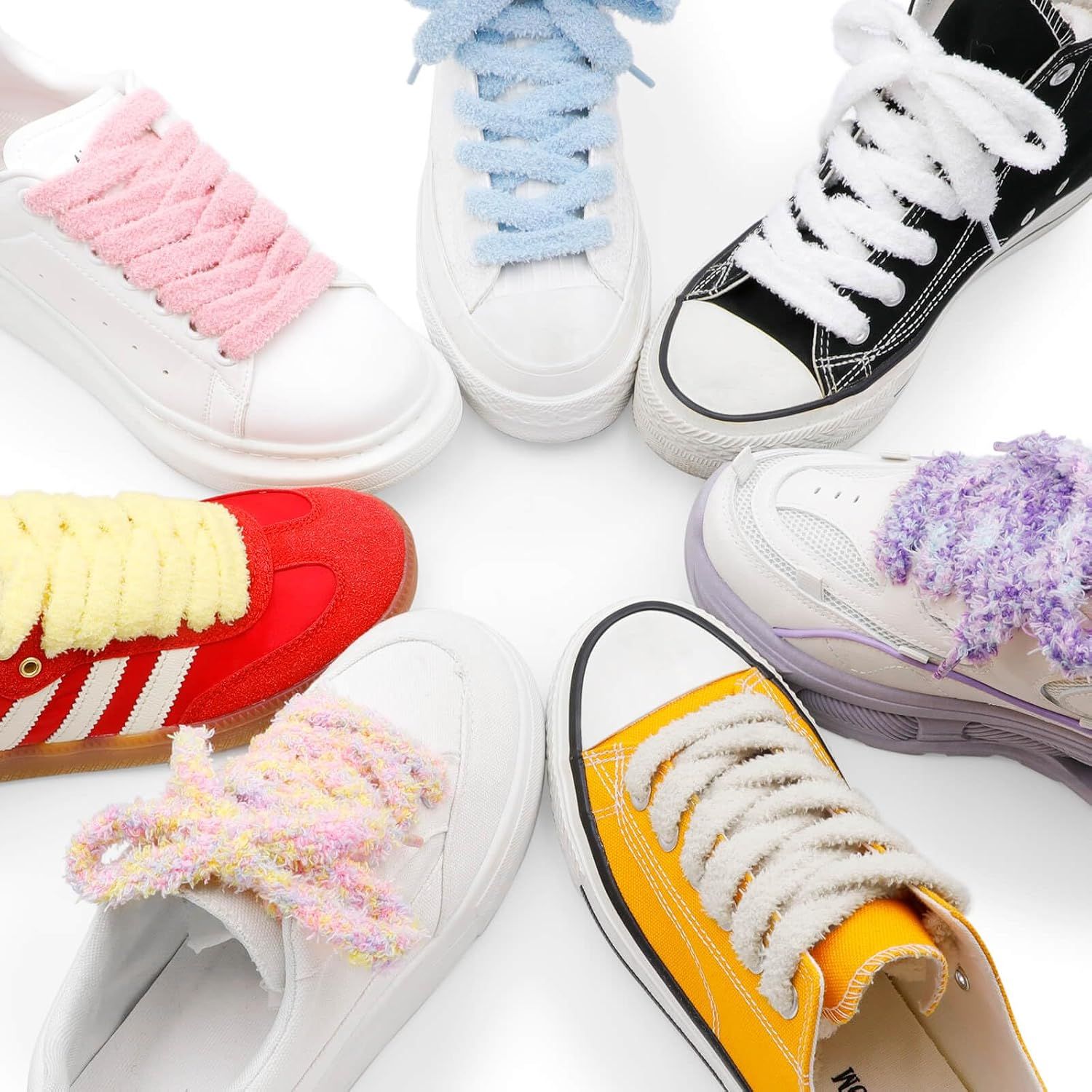 Thick uzzy Shoe Laces: Chunky Plush lat Shoelaces or Sneakers - 1 Pair V1259-DP01-E-514