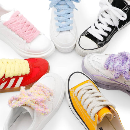 Thick uzzy Shoe Laces: Chunky Plush lat Shoelaces or Sneakers - 1 Pair V1259-DP01-E-514