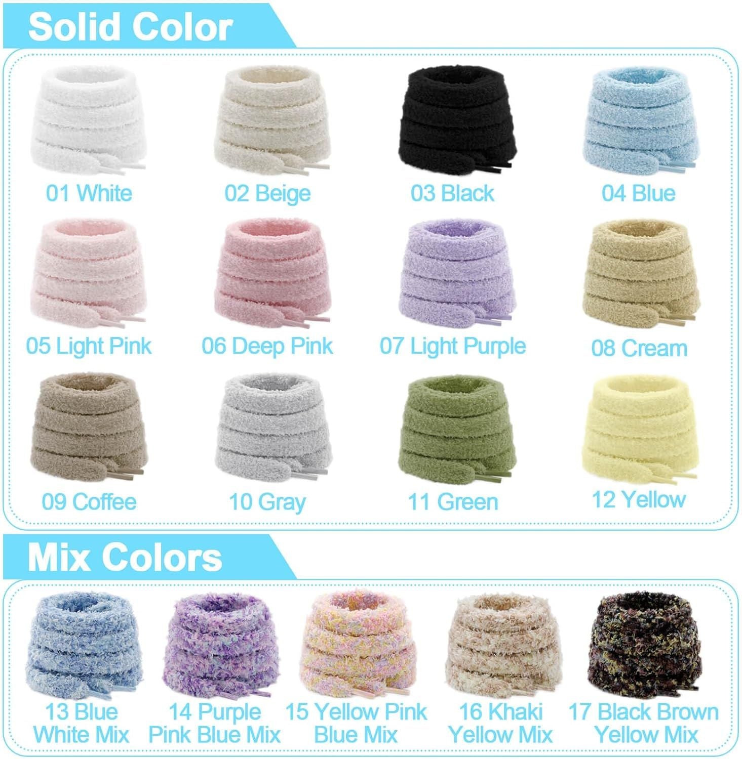 Thick uzzy Shoe Laces: Chunky Plush lat Shoelaces or Sneakers - 1 Pair V1259-DP01-E-514