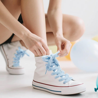 Thick uzzy Shoe Laces: Chunky Plush lat Shoelaces or Sneakers - 1 Pair V1259-DP01-E-514