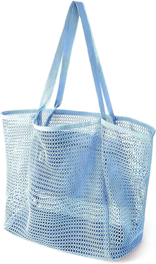 Beach Bags or Women, Summer Travel Mesh Tote Bag with Large Inner Pocket, Sandproo Woven Shoulder Handbag V1259-DP01-E-518