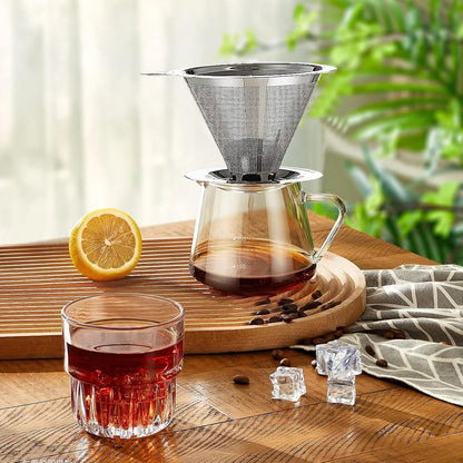 Pour Over Coee Dripper, Slow Drip Paperless Coee ilter, Pour Over Coee Maker or 1-2Cups Brew, Double Mesh V1259-DP01-E-522