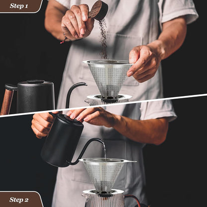 Pour Over Coee Dripper, Slow Drip Paperless Coee ilter, Pour Over Coee Maker or 1-2Cups Brew, Double Mesh V1259-DP01-E-522