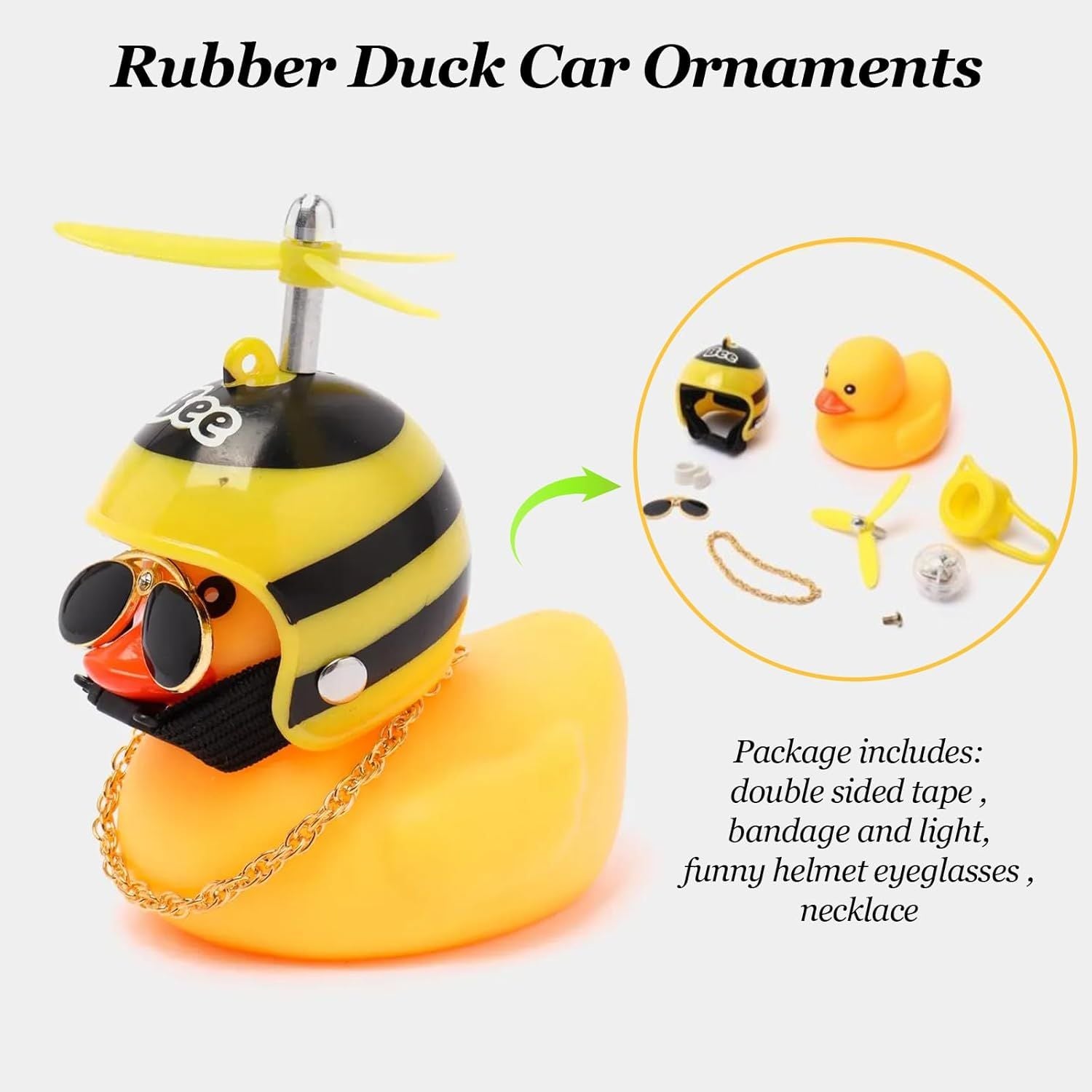 2 Pack Rubber Duck Car Ornaments, Yellow Duck Car Dashboard Decorations Squeeze Duck Bicycle Horns with V1259-DP01-E-524