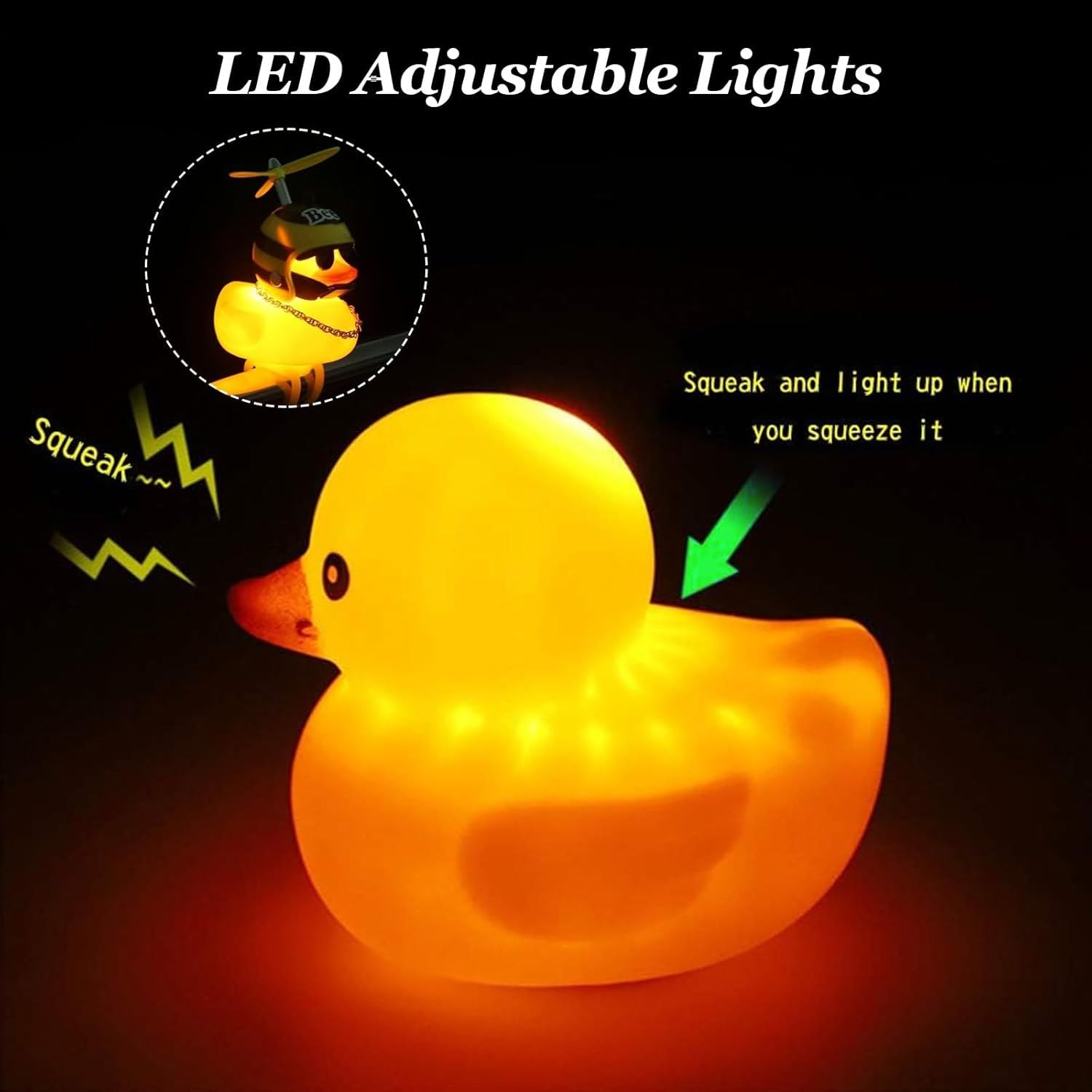 2 Pack Rubber Duck Car Ornaments, Yellow Duck Car Dashboard Decorations Squeeze Duck Bicycle Horns with V1259-DP01-E-524