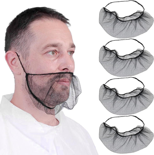 100 pcs Elastic Black Comortable Protective Beard Covers 18" Disposable Nylon Breathable Beard Net or Men V1259-DP01-E-527