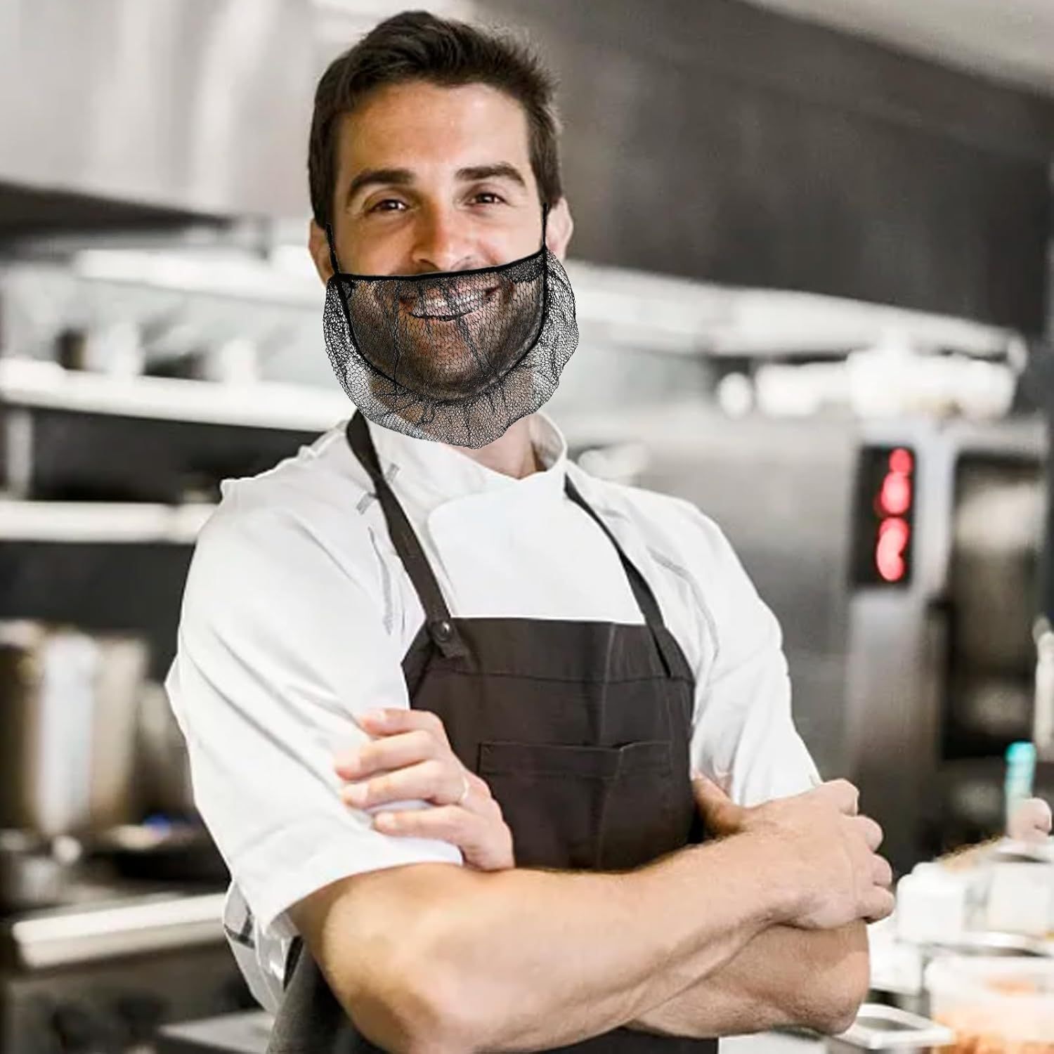 100 pcs Elastic Black Comortable Protective Beard Covers 18" Disposable Nylon Breathable Beard Net or Men V1259-DP01-E-527