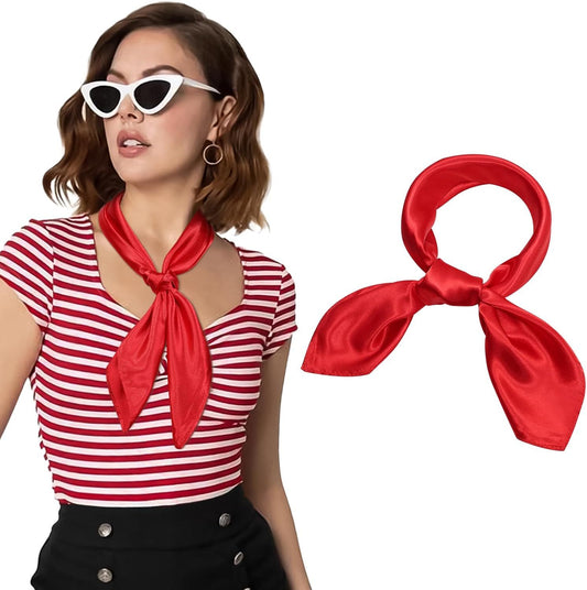 23.6" Satin Neck Scar Small Hair Scar Women Silk Head Scar Costume Bandana Girls Vintage Handkerchie Ribbon V1259-DP01-E-533