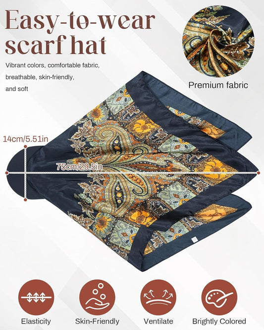 Women's Satin Head Scar with Sun Visor Brim Hat Scar with Visor Cap or Women One Piece Design V1259-DP01-E-539