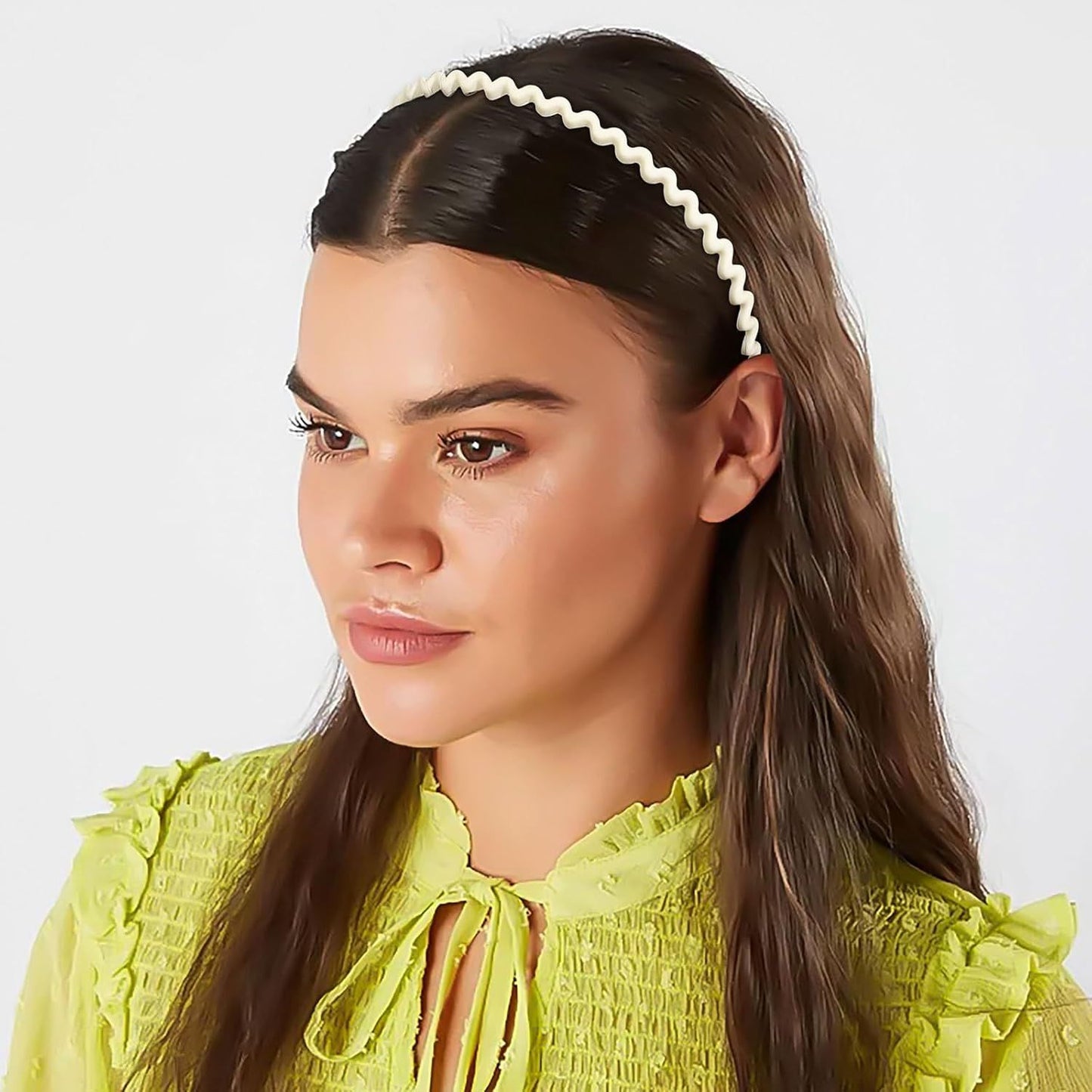 Plastic Matte Zig Zag Headbands or Women, Non Slip with Teeth, 8 Pack (Cream, One size) V1259-DP01-E-545