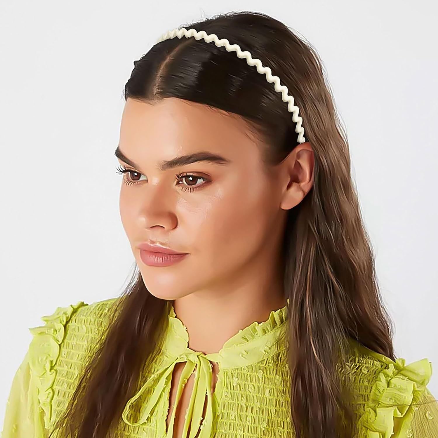 Plastic Matte Zig Zag Headbands or Women, Non Slip with Teeth, 8 Pack (Cream, One size) V1259-DP01-E-545