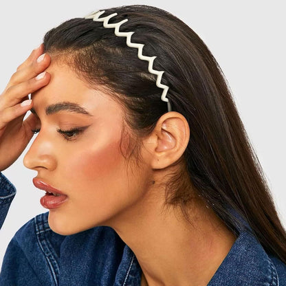 Plastic Matte Zig Zag Headbands or Women, Non Slip with Teeth, 8 Pack (Cream, One size) V1259-DP01-E-545