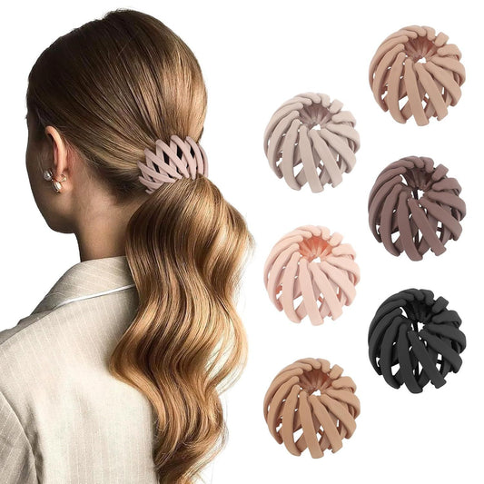 6Pcs Bird Nest Magic Hair Clips Hair Nest or Bun Strong Ponytail Holders Hair Accessories or Women Girls V1259-DP01-E-547