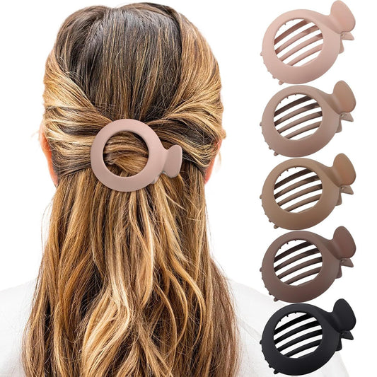 5Pcs lat Claw Hair Clips or Women with Thin & Thick hair, Non-slip Round Jaw Clamp or Lying Down Hollow V1259-DP01-E-550