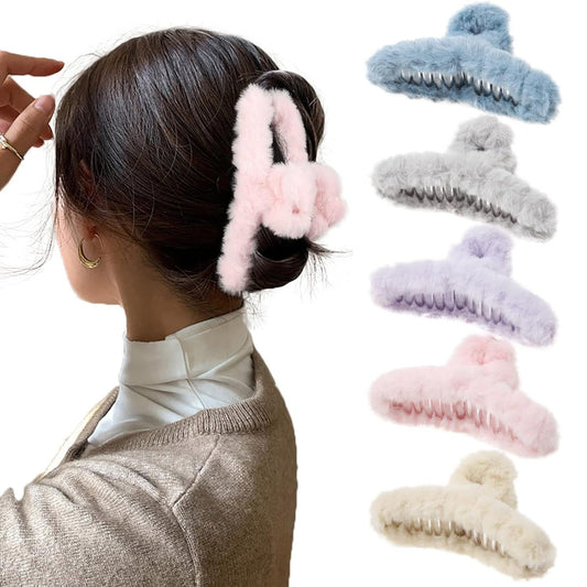 5PCS Large Claw Hair Clips or Thick Hair Big uzzy Hair Clips or Women Nonslip Strong Hold Hair Claw Clip V1259-DP01-E-553