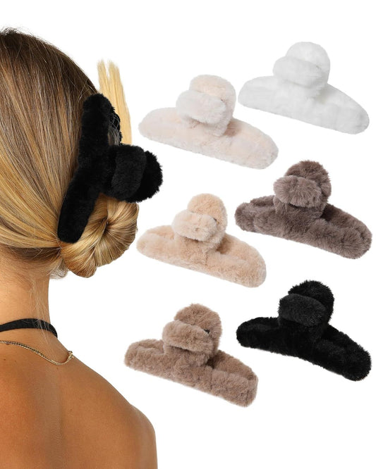 Plush Clip - Hair Clip, 6 Pcs Rectangular Cute Hair Clips or Women, Large Hair Barrettes or Thick Hair, Non V1259-DP01-E-558