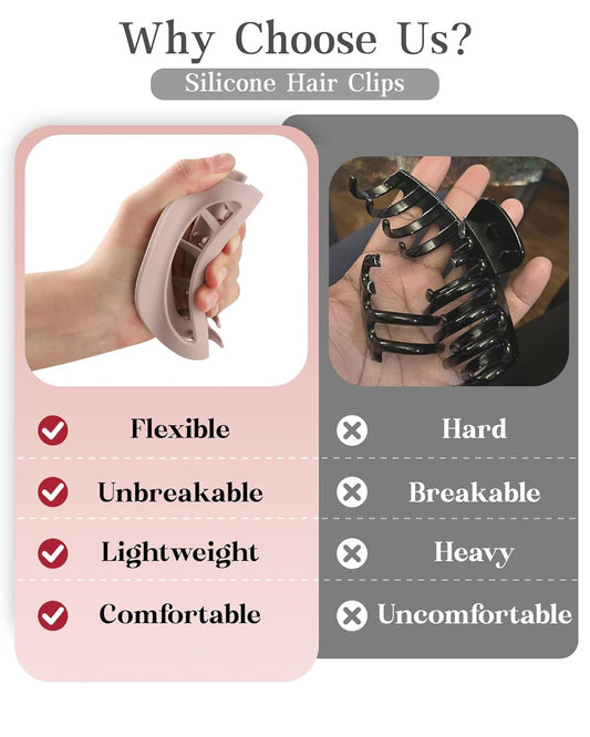 3Pcs Silicone Hair Clips lexible Claw Clips or Women Cloud Clip Bendable Large Hair Claw Clip V1259-DP01-E-559