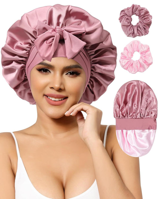 Satin Bonnets Silk Bonnet or Sleeping Women Hair Bonnet or Curly Hair Sleep Cap Reversible Double Layer V1259-DP01-E-560