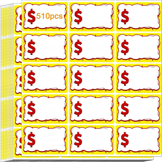 510 PCS Removable Garage Sale Price Stickers, 3"x2" Price stickers or Yard Sales, lea Markets, County airs & V1259-DP01-E-571