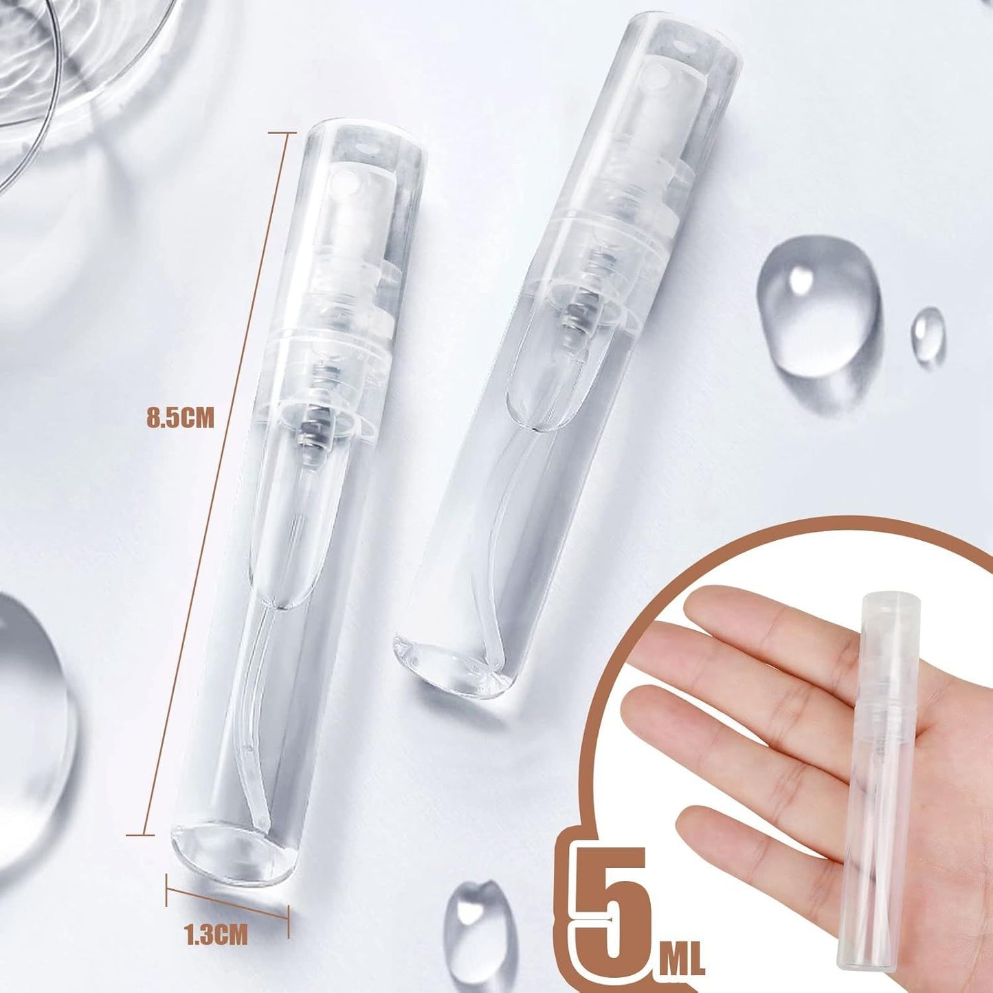 60PCS 5ml Mini Spray Bottle, Mini Clear Plastic Spray Bottle Empty, ine Mist Reillable Mini Perume Bottle, V1259-DP01-E-573