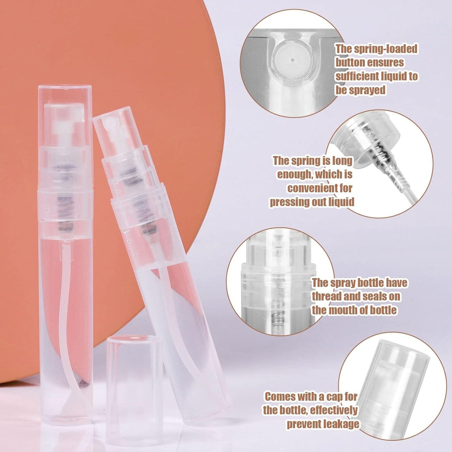 60PCS 5ml Mini Spray Bottle, Mini Clear Plastic Spray Bottle Empty, ine Mist Reillable Mini Perume Bottle, V1259-DP01-E-573